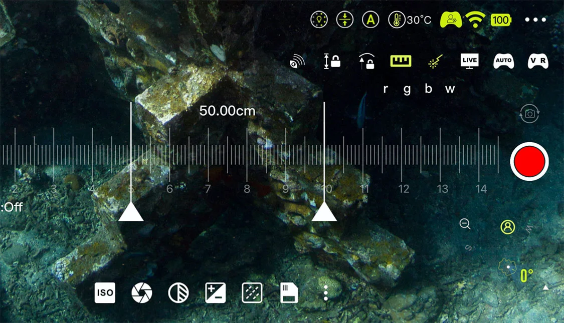 FIFISH V6 PLUSのARルーラー画面